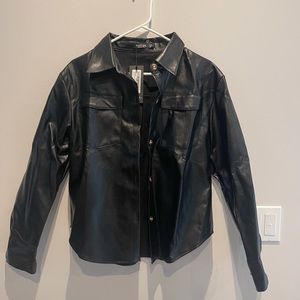 NWT Faux Leather Black Jacket/Shirt